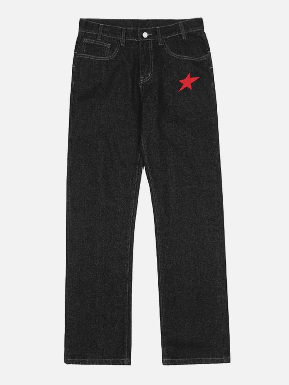 Tntwear® - Star Embroidery Letters Jeans - tntwear1