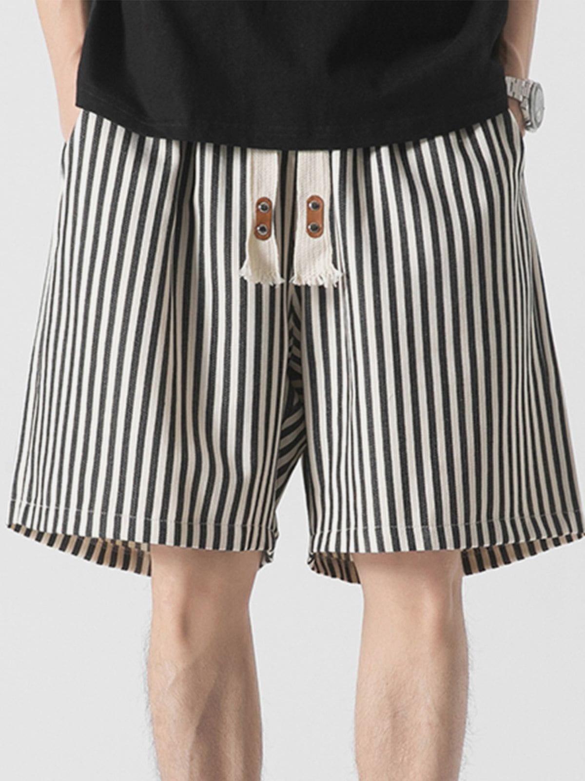 Tntwear® - Striped Print Loose Drawstring Shorts - tntwear1