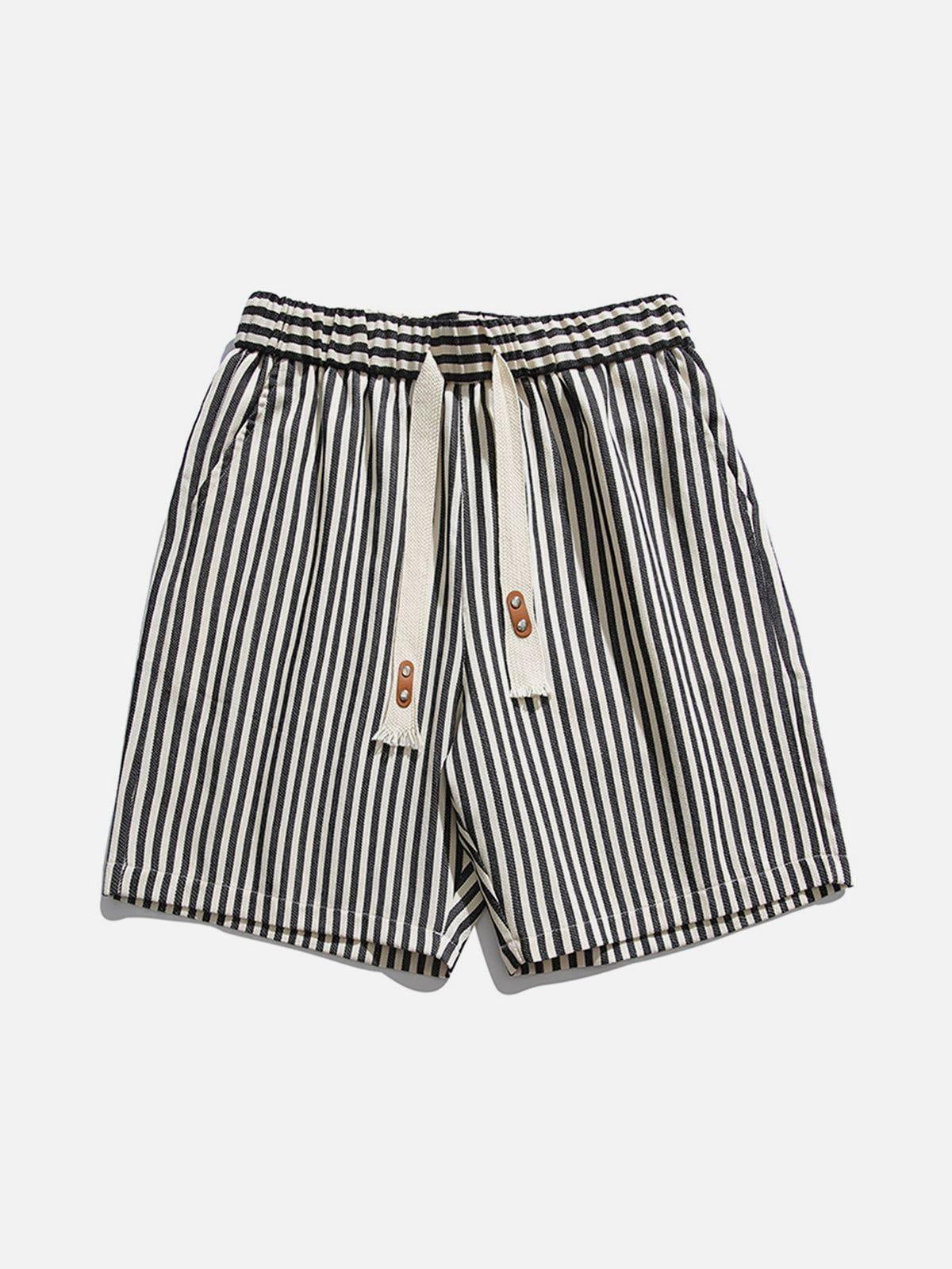 Tntwear® - Striped Print Loose Drawstring Shorts - tntwear1