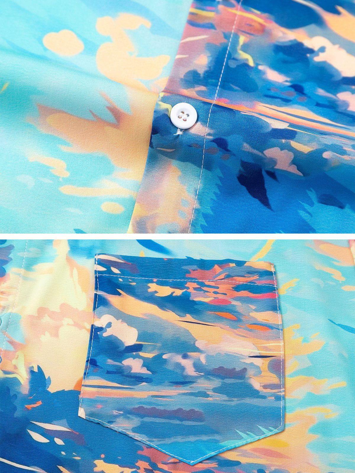 Tntwear® - Sunset Print Short Sleeve Shirts - tntwear1