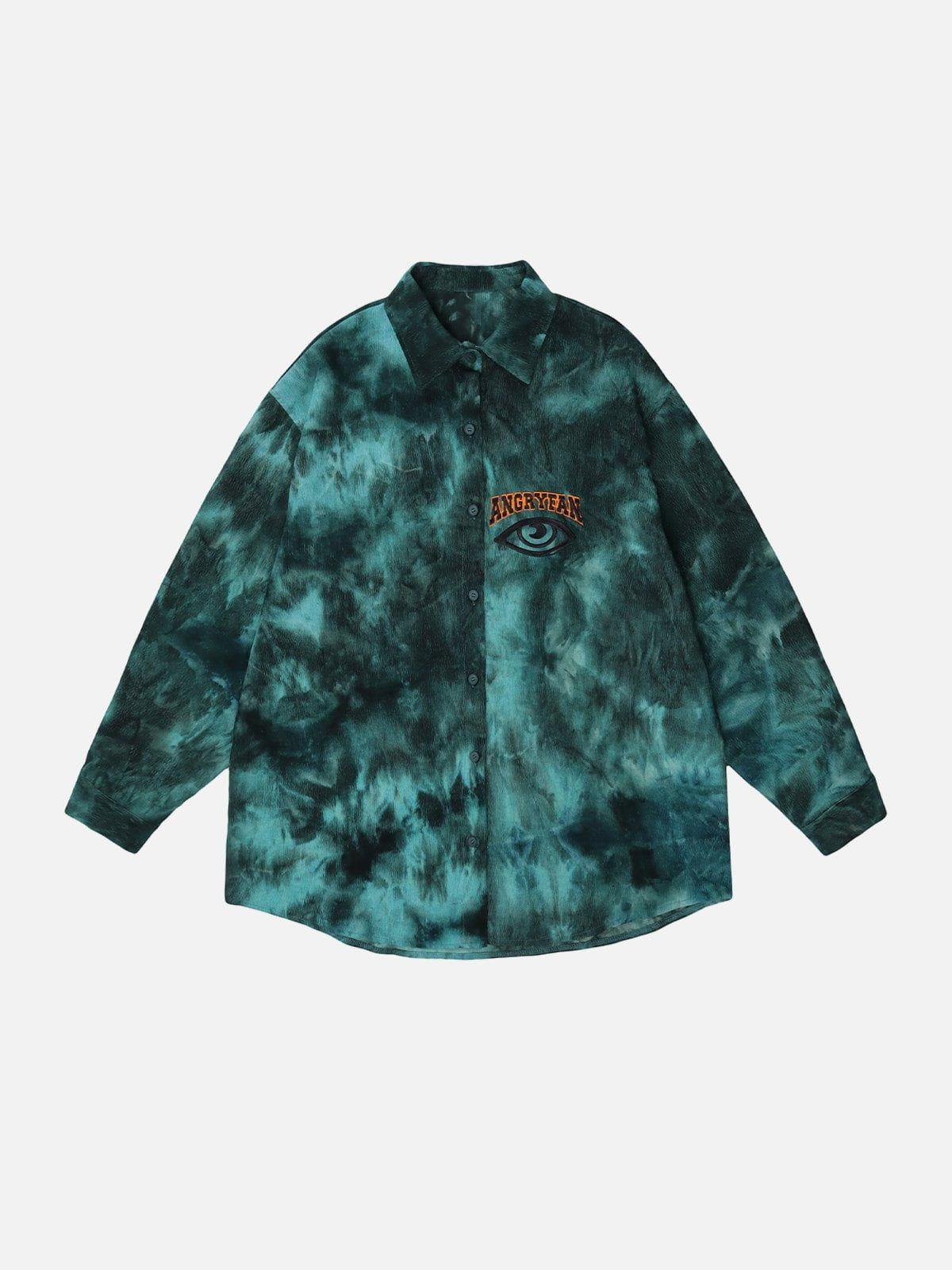 Tntwear® - Tie Dye Letter Print Long Sleeve Shirt - tntwear1