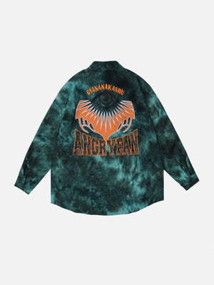 Tntwear® - Tie Dye Letter Print Long Sleeve Shirt - tntwear1