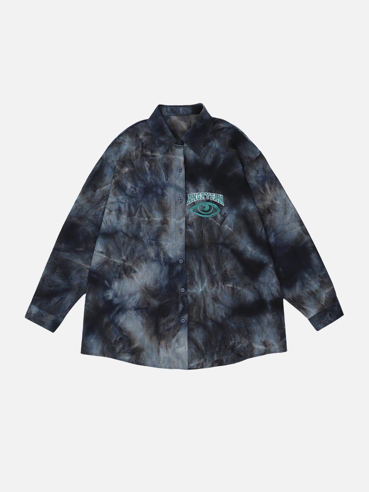 Tntwear® - Tie Dye Letter Print Long Sleeve Shirt - tntwear1