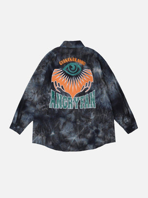 Tntwear® - Tie Dye Letter Print Long Sleeve Shirt - tntwear1