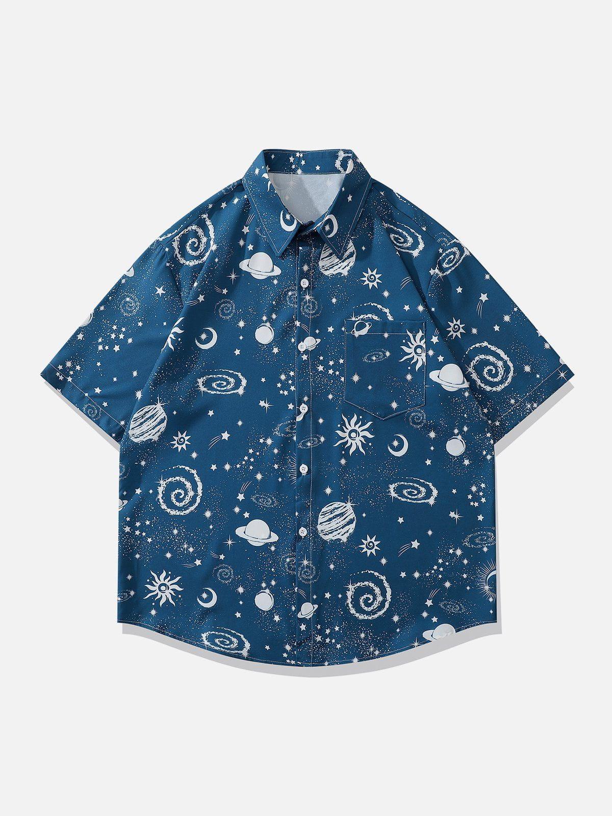 Tntwear® - Universe Galaxy Print Short Sleeve Shirts - tntwear1