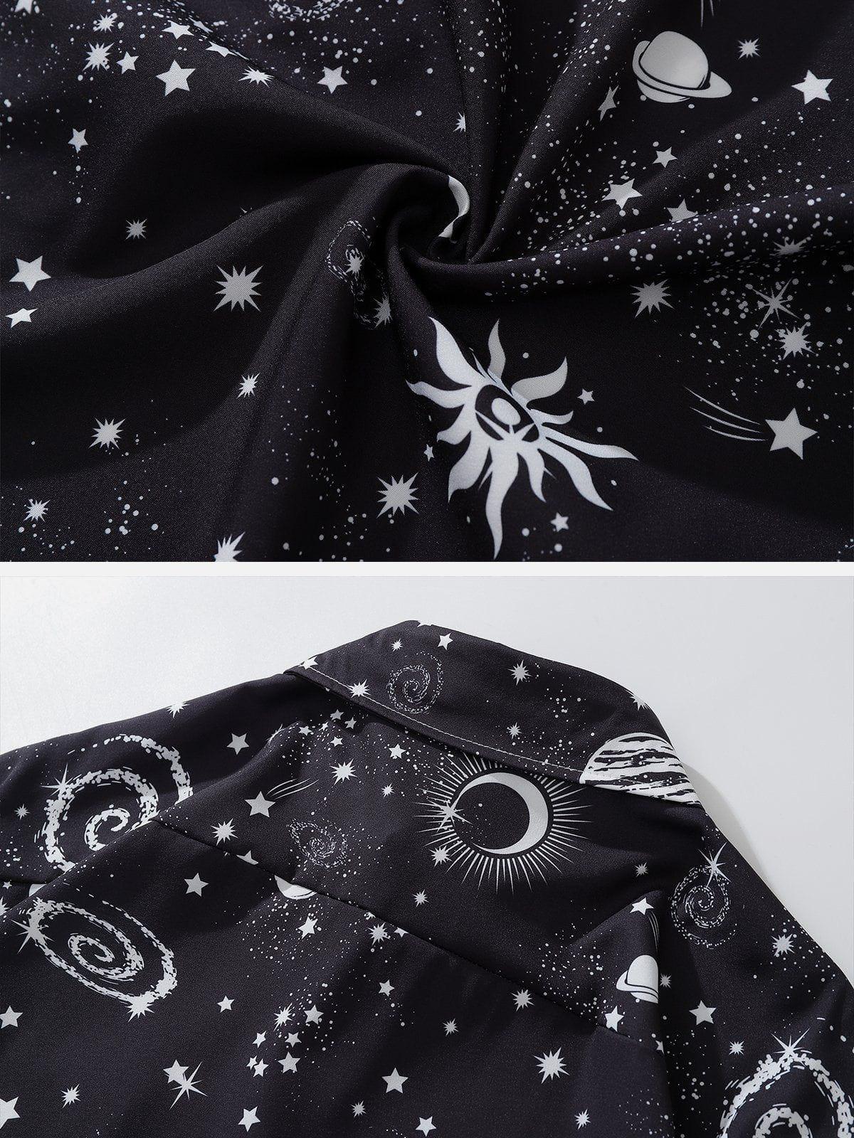 Tntwear® - Universe Galaxy Print Short Sleeve Shirts - tntwear1