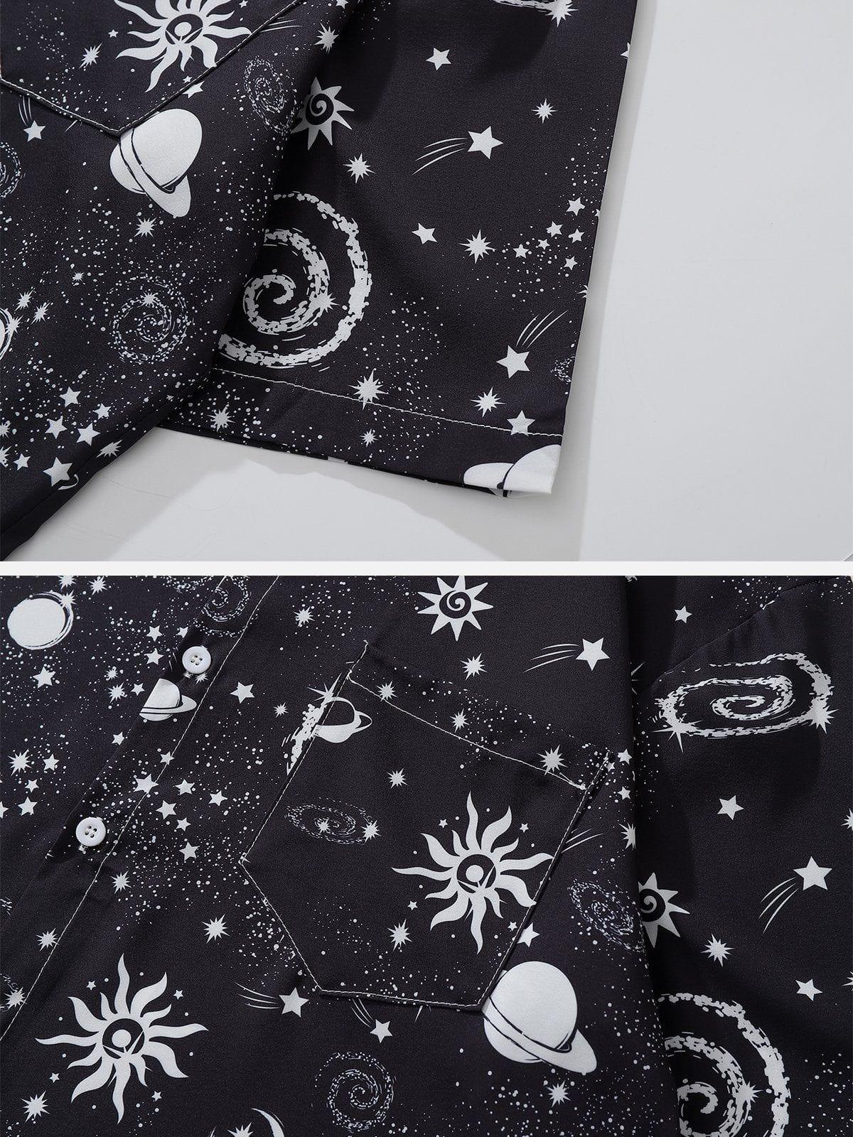 Tntwear® - Universe Galaxy Print Short Sleeve Shirts - tntwear1