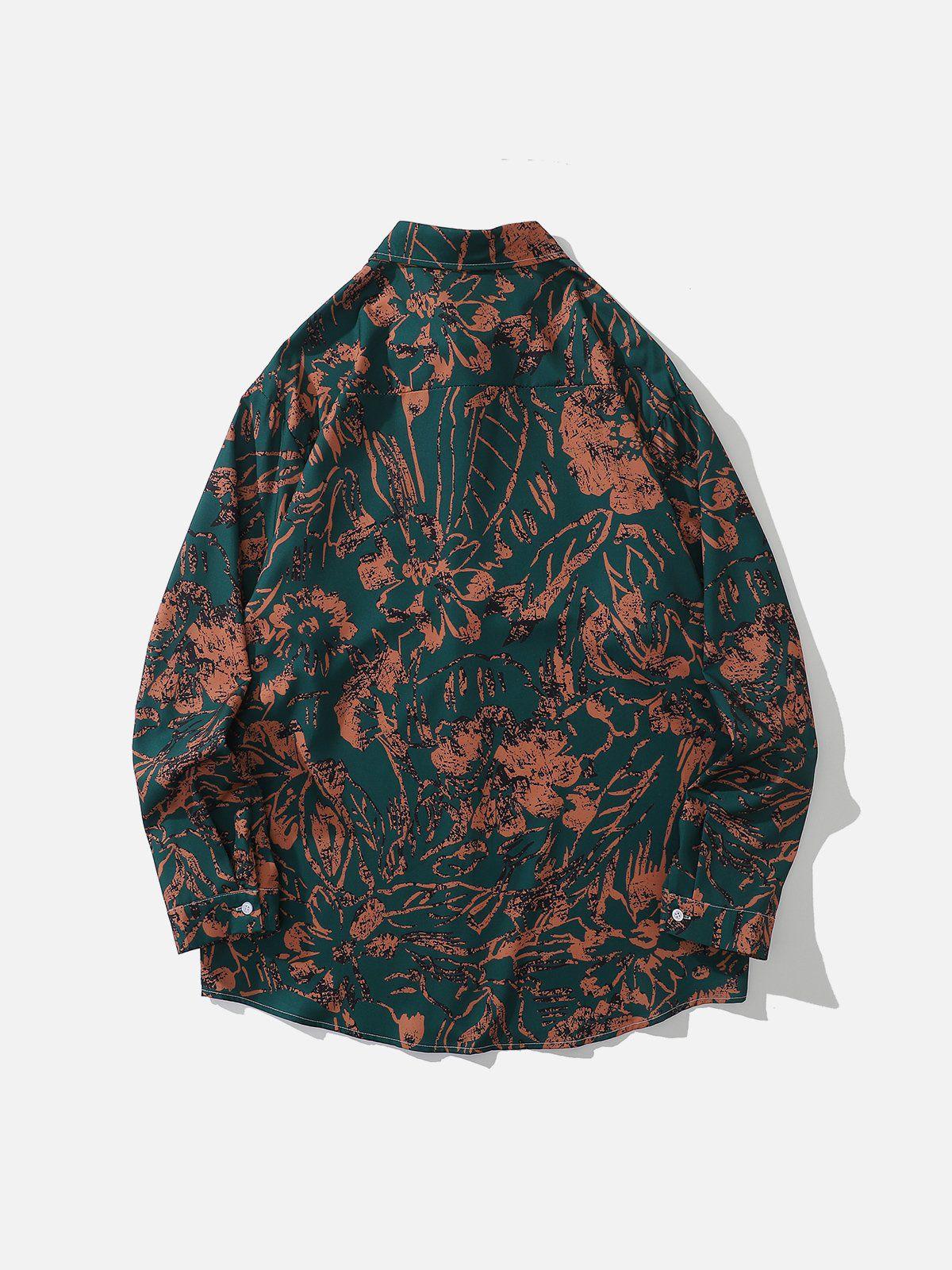 Tntwear® - Vintage Light and Shadow Print Long-Sleeved Shirt - tntwear1