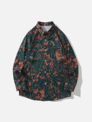 Tntwear® - Vintage Light and Shadow Print Long-Sleeved Shirt - tntwear1