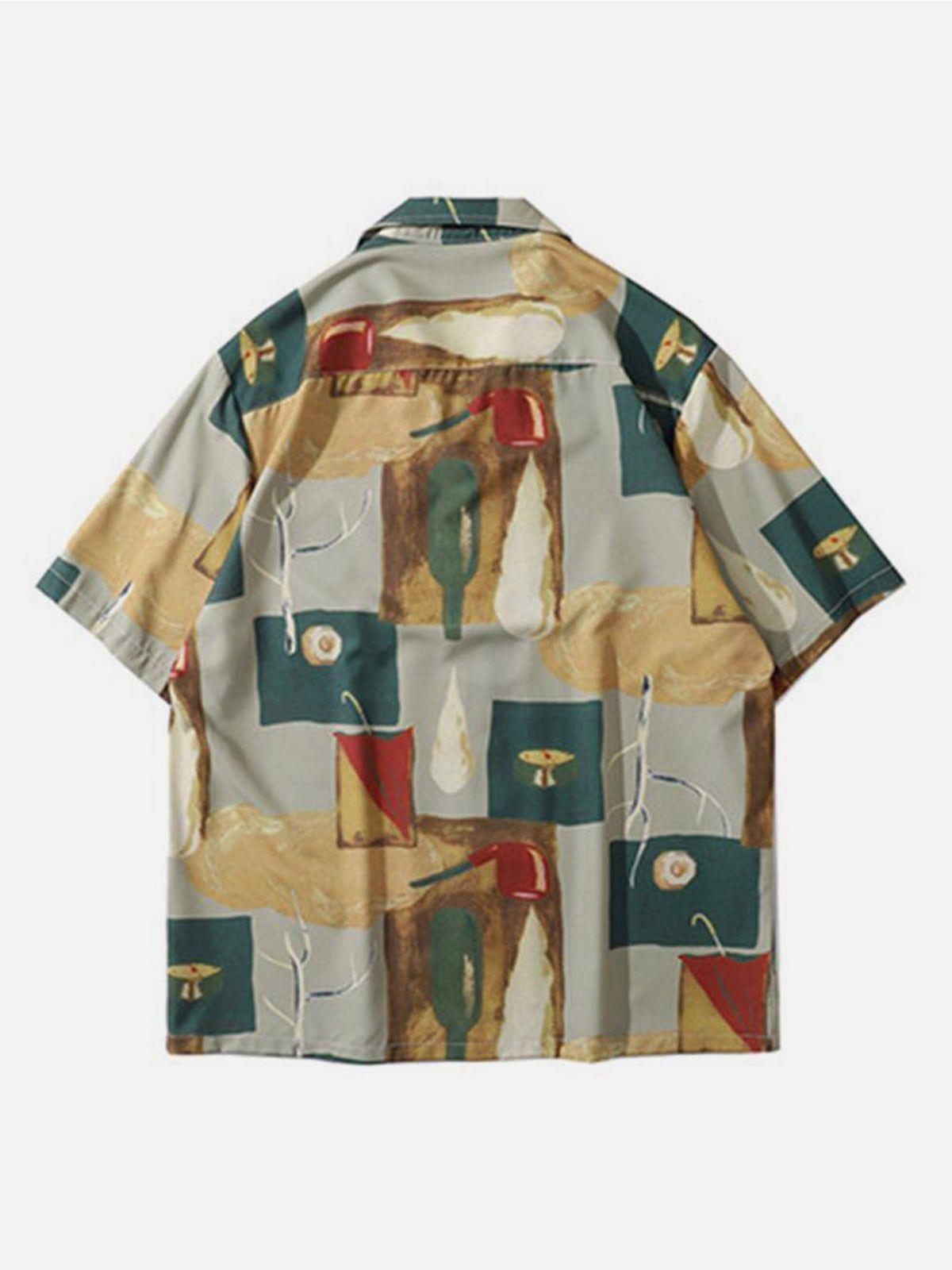 Tntwear® - Vintage Oil Painting Pipe Print Shirt - tntwear1