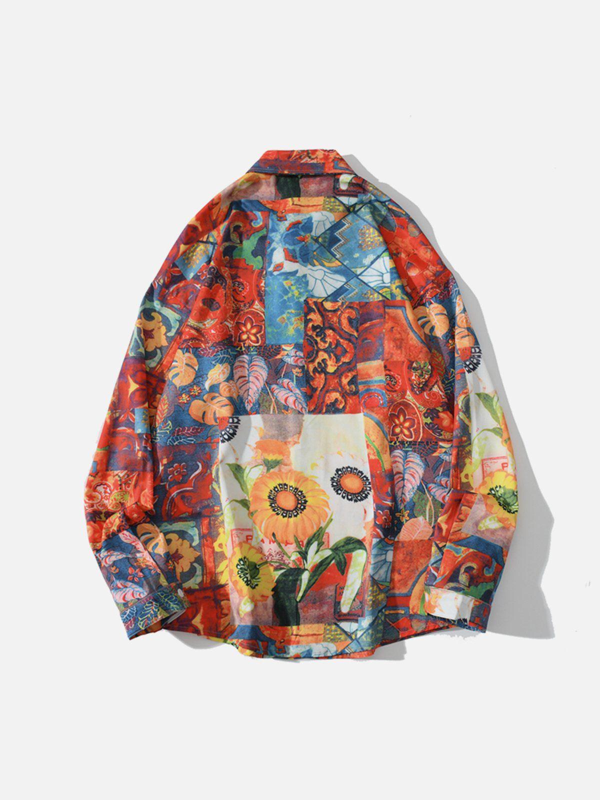 Tntwear® - Vintage Print Long-Sleeved Shirt - tntwear1