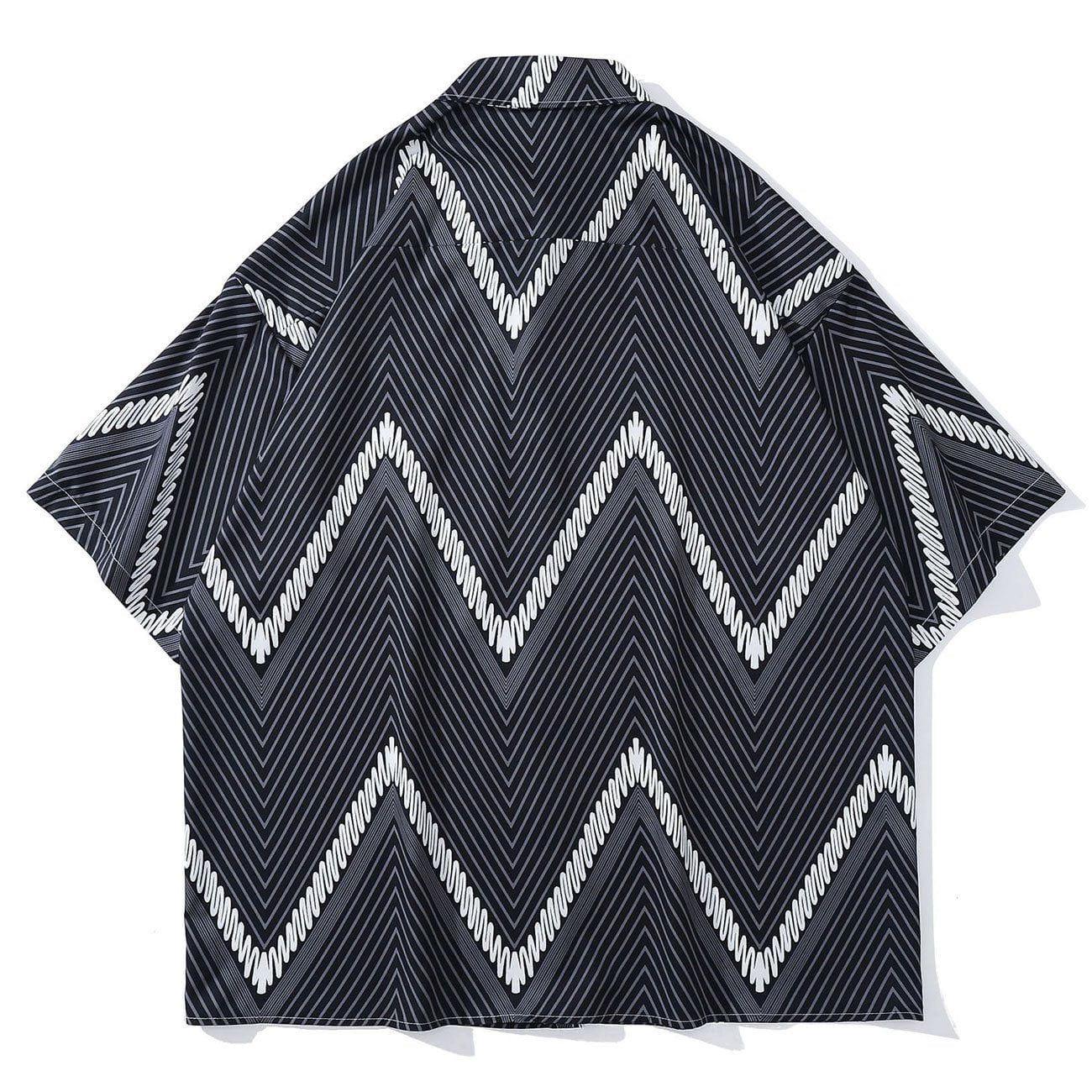 Tntwear® - Wave Stripe Short Sleeve Shirt - tntwear1