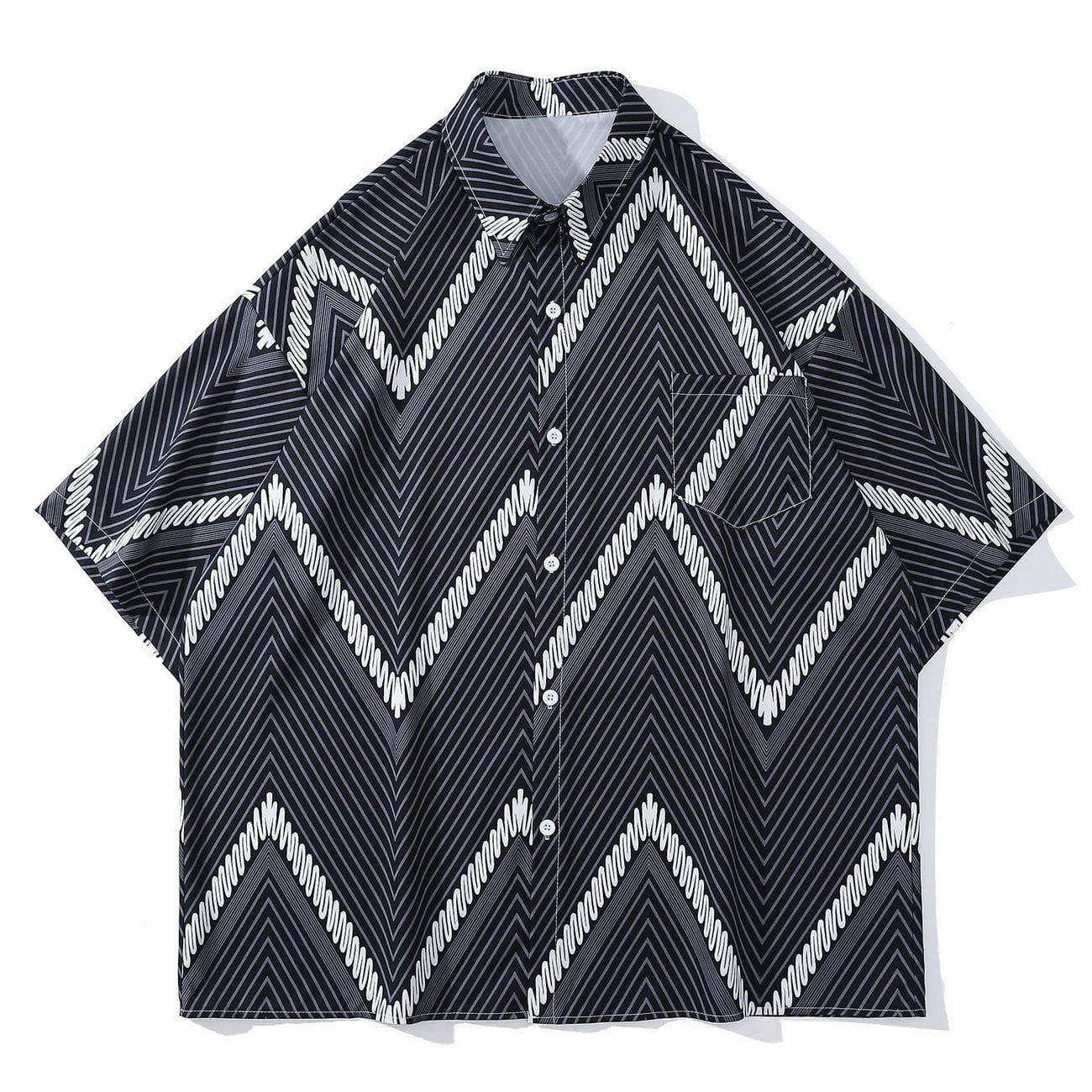 Tntwear® - Wave Stripe Short Sleeve Shirt - tntwear1