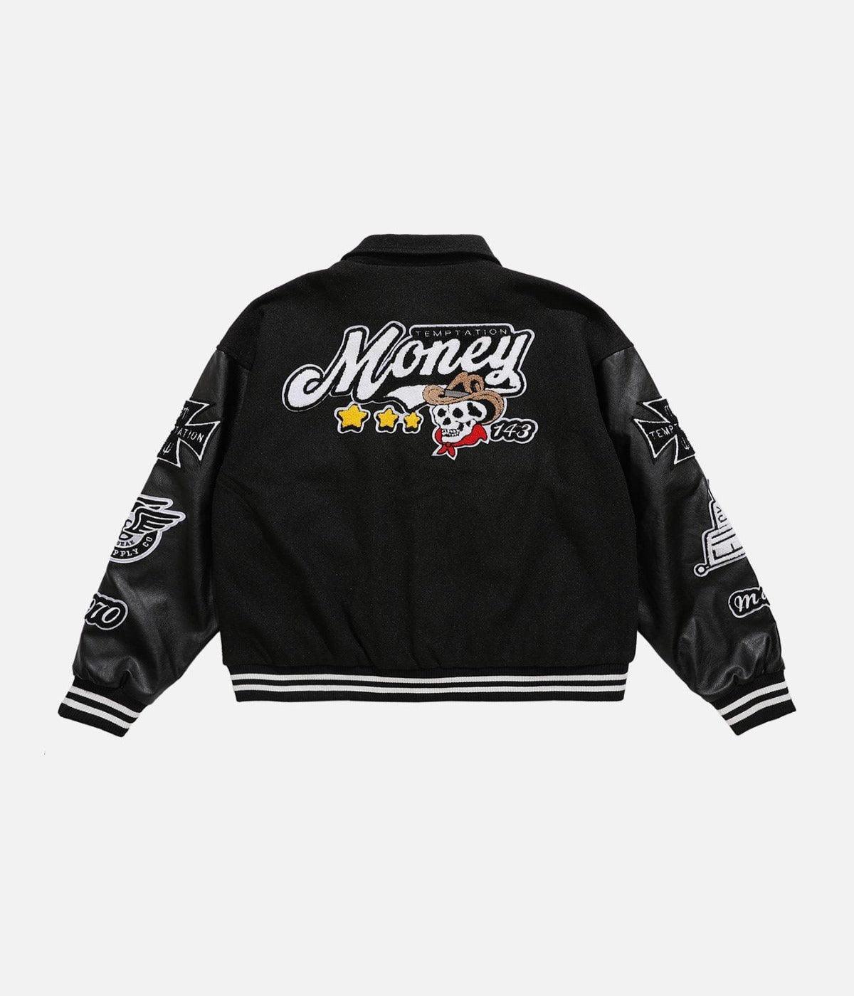 Tntwear® - Western Cowboy Skull PU Varsity Jacket tntwear1