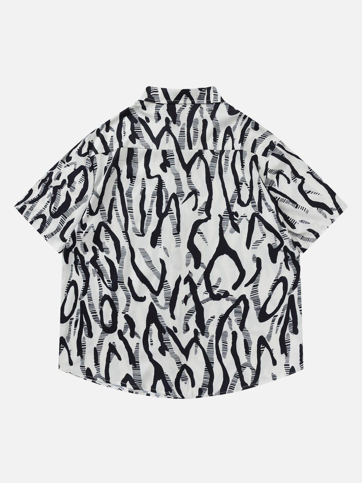 Tntwear® - Zebra-stripe Short Sleeve Shirt - tntwear1