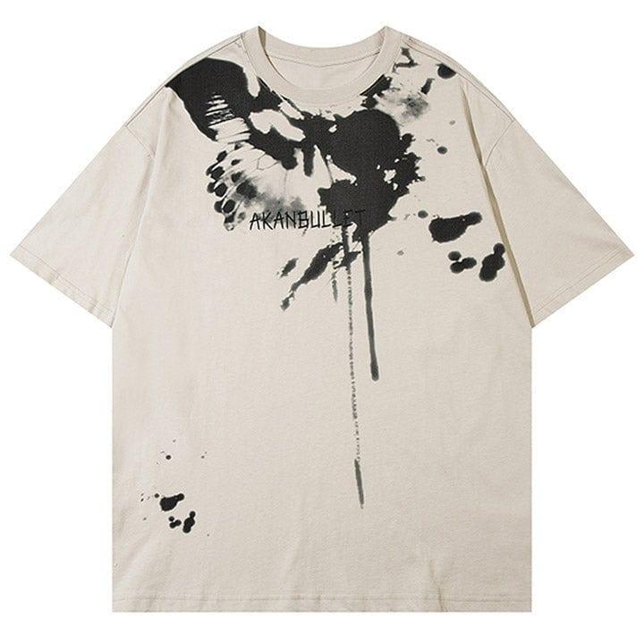 Tntwear® Vintage Butterfly Ink Print T-Shirt - tntwear1