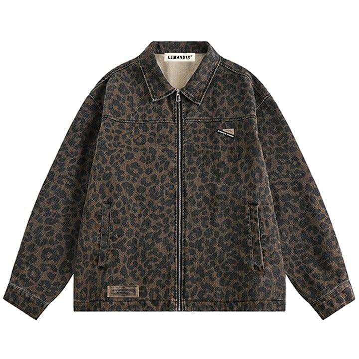 Tntwear® Vintage Denim Jacket Leopard Print - tntwear1