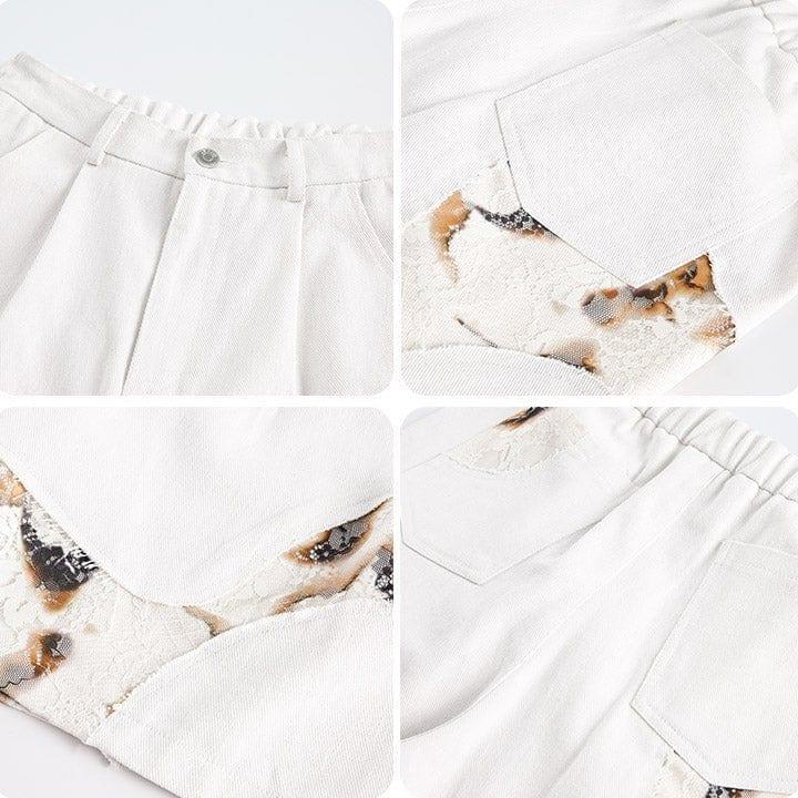 Tntwear® White Flame Patchwork Shorts - tntwear1