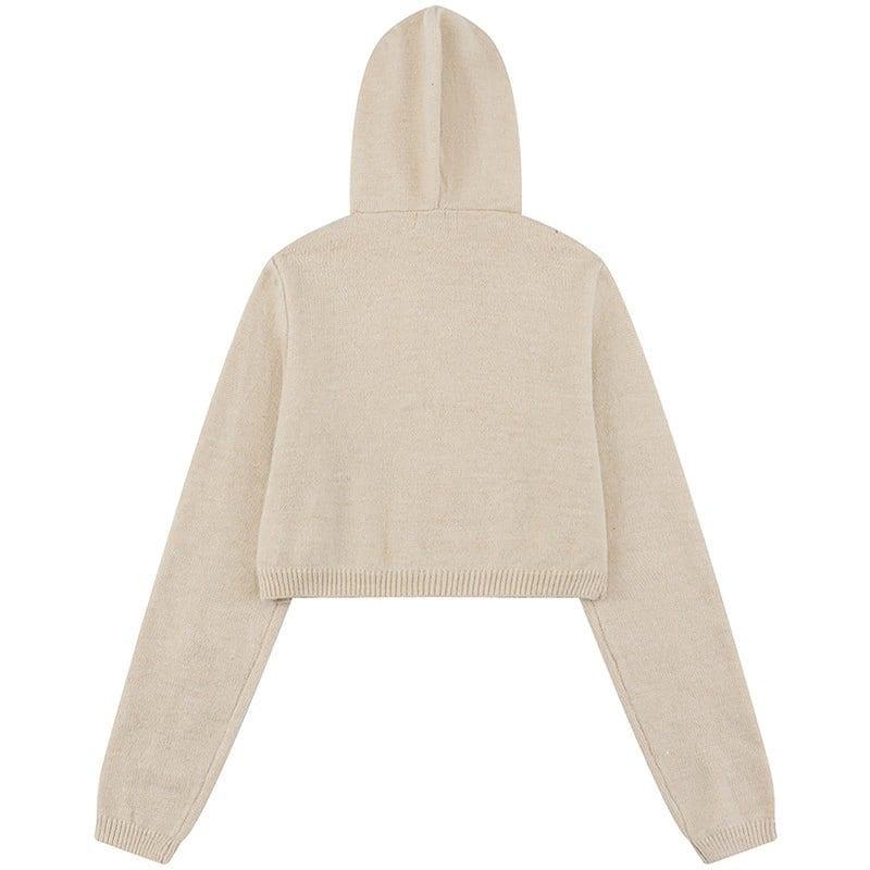 Tntwear® Women Crop Hooded Sweater Denim Star Patch - tntwear1