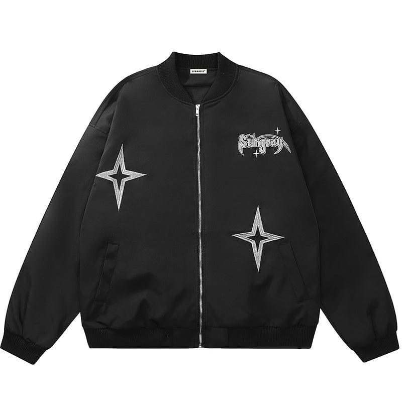 Tntwear® Zip Up Bomber Jacket Embroidery Star - tntwear1