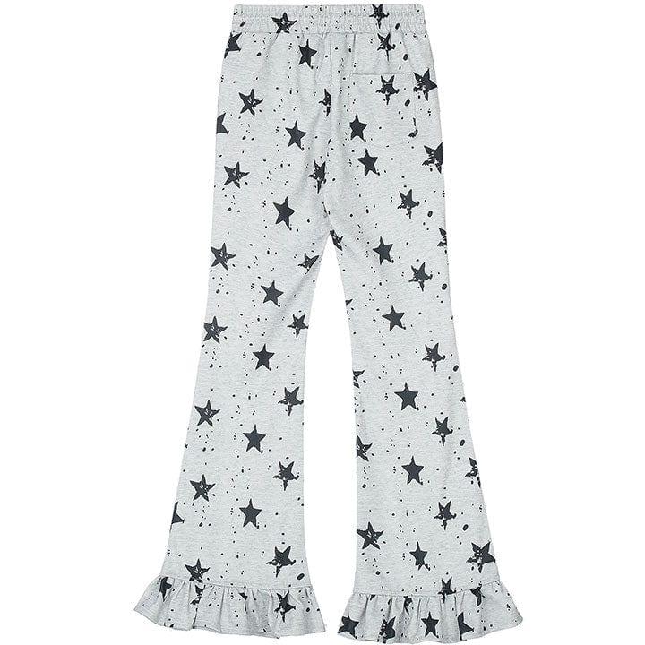 Tntwear® Women Star Printed Bell Bottom Flare Pants - tntwear1