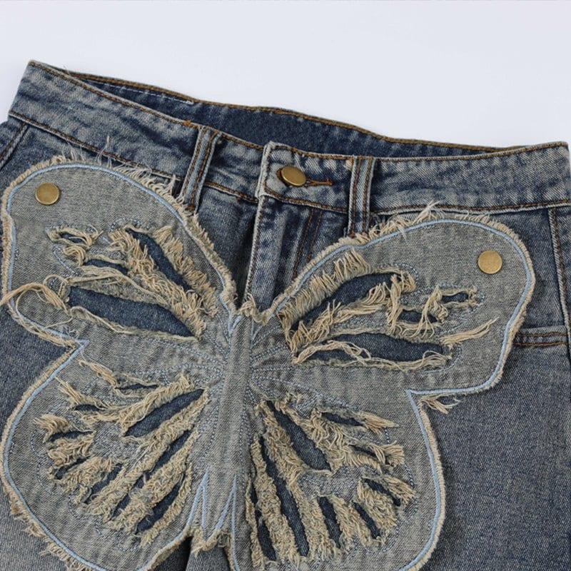 Tntwear® Women Wash Jeans Butterfly Patch - tntwear1