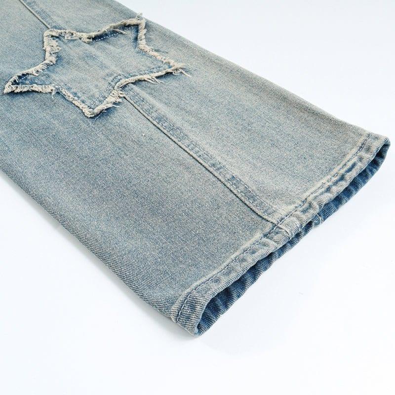 Tntwear Retro Washed Jeans Stars Patch - tntwear1