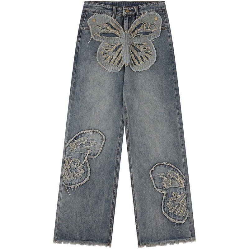 Tntwear® Women Wash Jeans Butterfly Patch - tntwear1