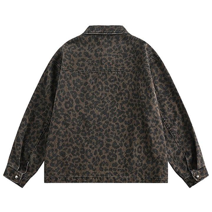 Tntwear® Vintage Denim Jacket Leopard Print - tntwear1