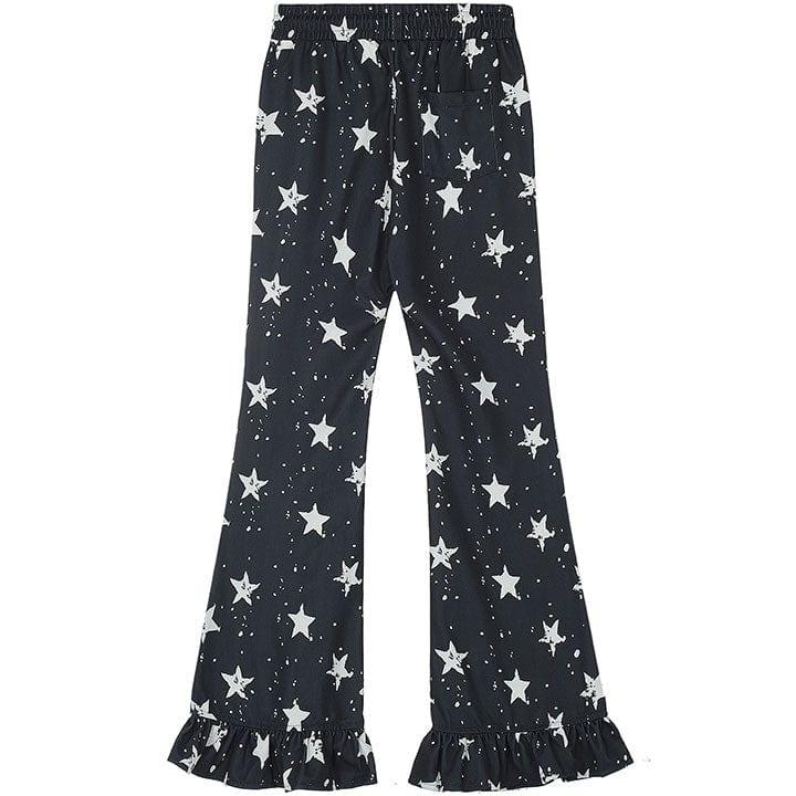 Tntwear® Women Star Printed Bell Bottom Flare Pants - tntwear1