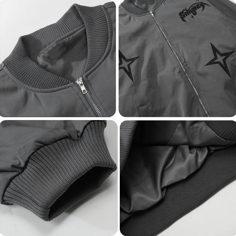 Tntwear® Zip Up Bomber Jacket Embroidery Star - tntwear1