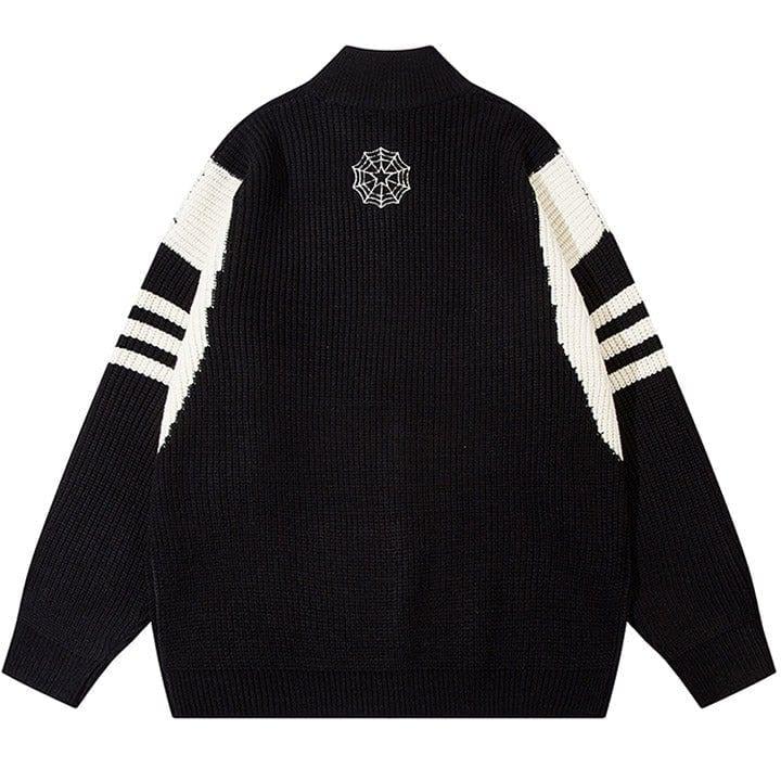 Tntwear® Zipper Knit Sweater Spider Web - tntwear1