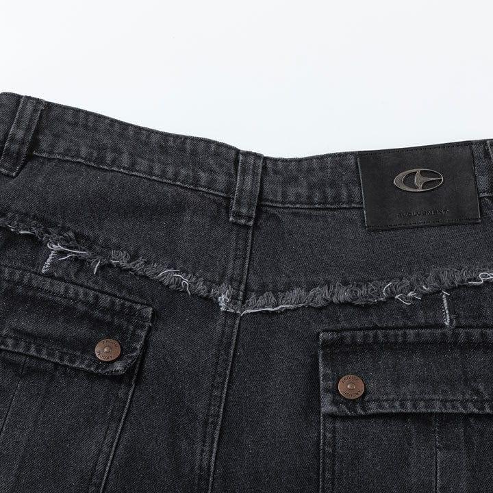 Tntwear® Washed Raw Edge Patchwork Jeans - tntwear1