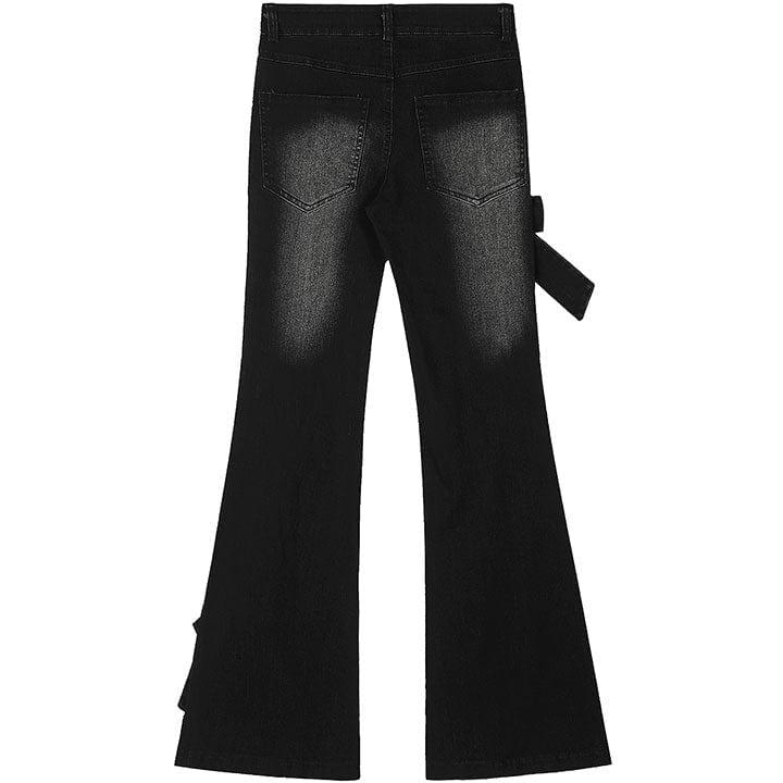 Tntwear® Women High Waist Flared Jeans with Bow Tie - tntwear1