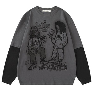 Tntwear® Y2K Vibes Sweatshirt Cartoon Patchwork - tntwear1