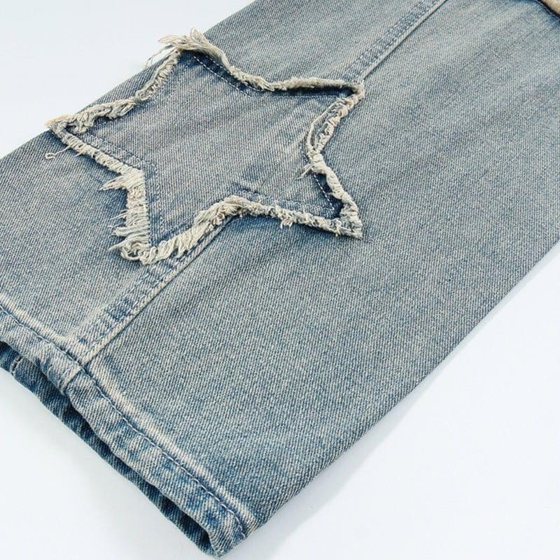 Tntwear Retro Washed Jeans Stars Patch - tntwear1