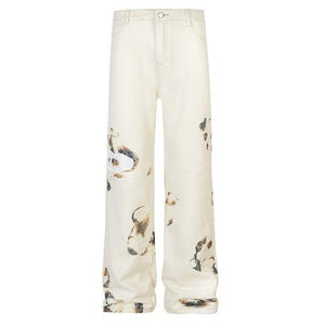 Tntwear® White Flame Print Straight Leg Jeans - tntwear1