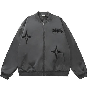 Tntwear® Zip Up Bomber Jacket Embroidery Star - tntwear1