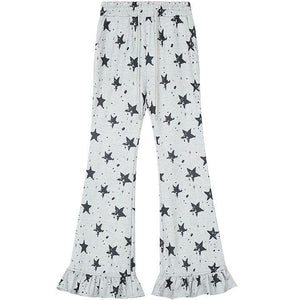 Tntwear® Women Star Printed Bell Bottom Flare Pants - tntwear1