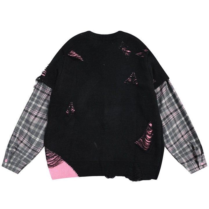 Tntwear® Y2k Preppy Style Ripped Sweater - tntwear1