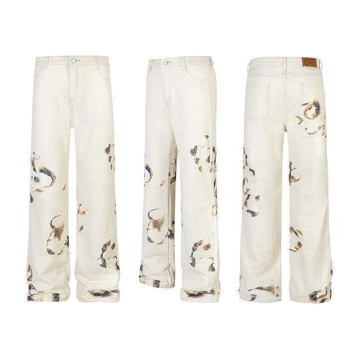 Tntwear® White Flame Print Straight Leg Jeans - tntwear1