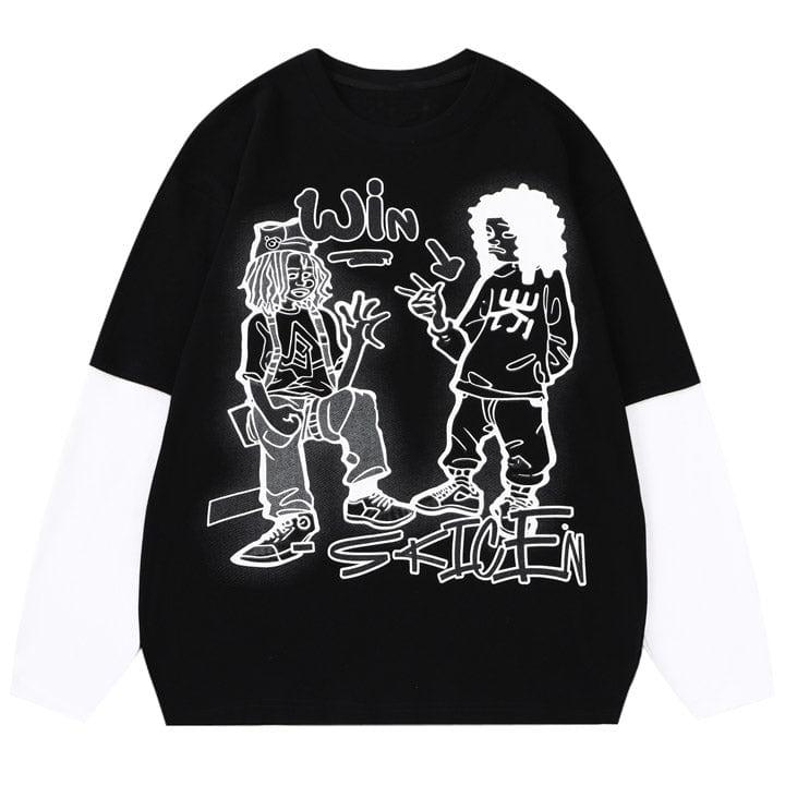 Tntwear® Y2K Vibes Sweatshirt Cartoon Patchwork - tntwear1