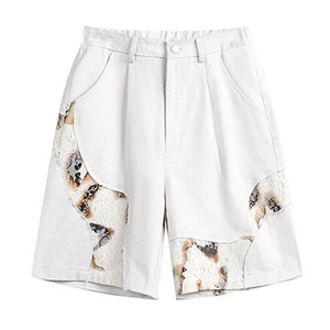 Tntwear® White Flame Patchwork Shorts - tntwear1