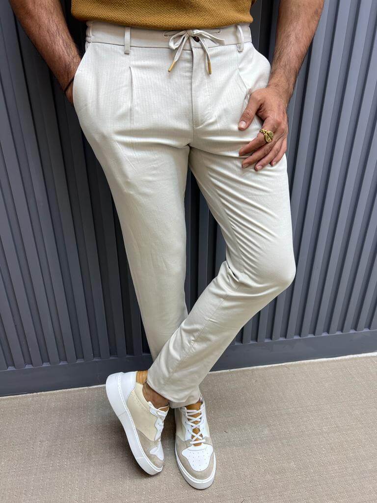 Rhine Rope Detail Beige Pants