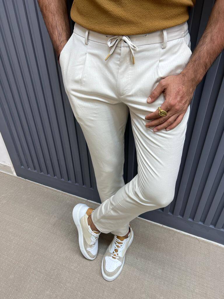 Rhine Rope Detail Beige Pants