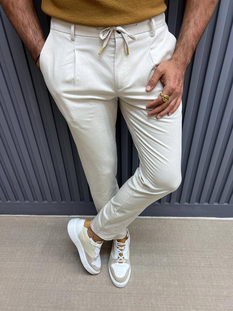 Rhine Rope Detail Beige Pants