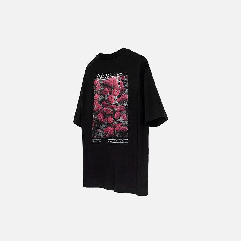 Loose Rose Flower Print T-shirt - tntwear1