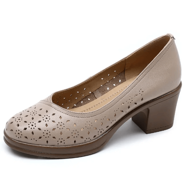 TntWear Shoes Nair Women's Leather Square Heel Pumps