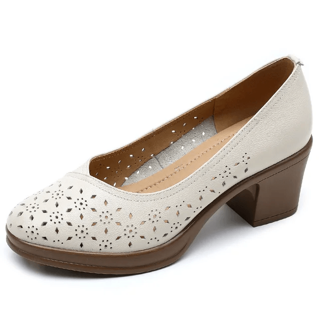 TntWear Shoes Nair Women's Leather Square Heel Pumps