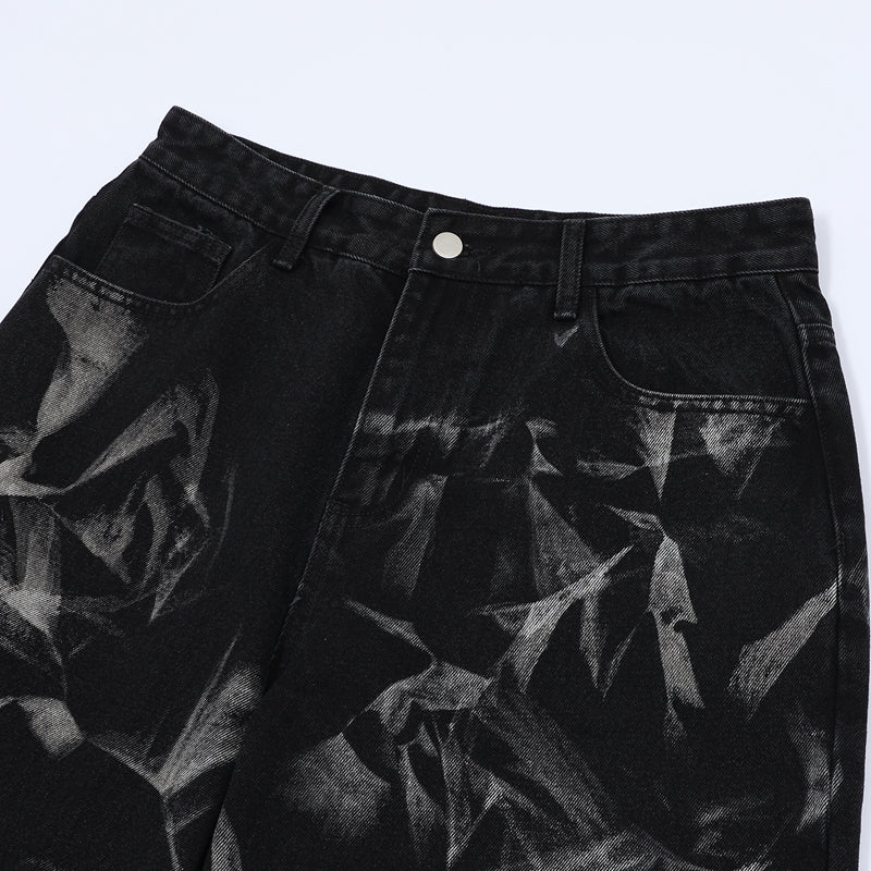 Washed Black Denim Shorts